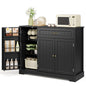 Ahomly Buffet Cabinet, Coffee Bar, Sideboard Cabinet with Internal Storage Shelf for Dining Room, Kitchen, Living Room, Kitchen and Laundry Room, Black - color: Black