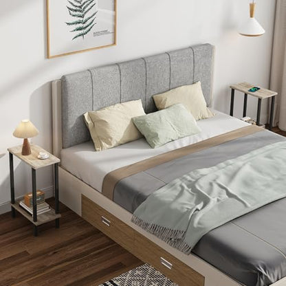 TUTOTAK Small Side Table, Narrow End Table, Skinny Sofa Table, Slim Nightstand, Couch Table, Living Room, Bed Room, Greige TB01BG062 - color: Greige, size: 2-Tier（7.9"D x 15.8"W x 22.5"H）
