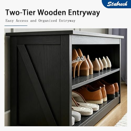 Shoe Bench, Entryway Seating Bench for Shoe Storage - color: Black