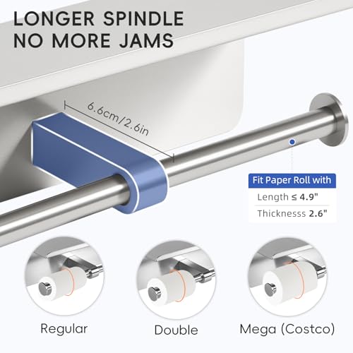 2 Pack Double Toilet Paper Holder with Shelf, Wall Mount Tissue Roll Holder for Bathroom, Heavy Duty 304 Stainless Steel Commercial Toilet Paper Dispenser with Phone Shelf - Brushed Nickel