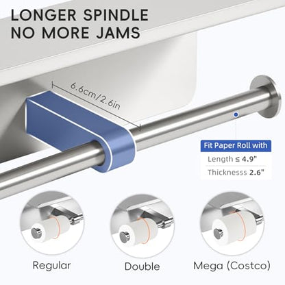 2 Pack Double Toilet Paper Holder with Shelf, Wall Mount Tissue Roll Holder for Bathroom, Heavy Duty 304 Stainless Steel Commercial Toilet Paper Dispenser with Phone Shelf - Brushed Nickel