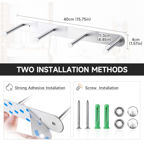 Toilet Paper Holder Wall Mount, Extra Toilet Paper Storage Metal, Modern Toilet Paper Organizer for 10 Rolls, Adhesive Toilet Paper Stand for Bathroom Kitchen Washroom (Sliver)