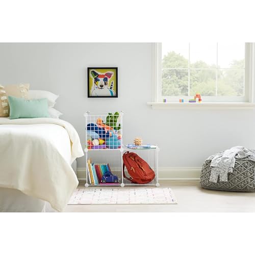 Rubbermaid 3 Piece Storage Wire Stackable Cube Set Easy Assemble White for Closet/Bookshelf/Toys Multi-Use Home Organizer - style: Storage Cubes