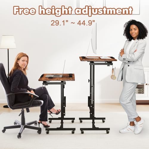 SIDUCAL Standing Desk Height Adjustable with Tiltable Tabletop, Rustic Brown - color: Brown, size: Upgraded