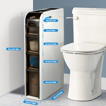 4-Tier Bathroom Floor Cabinet, Narrow Bathroom Storage Cabinet, Mobile and No Installation Required, Perfect for Small Space Laundry Rooms, Toilet Areas, and Living Room Gaps - style: 4-Tier
