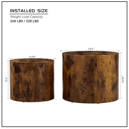 Nesting Coffee Table Set of 2, Modern Round Coffee Table, Accent Side Tables for Small Spaces Living Room Office,Dark Brown - color: Dark Brown