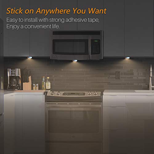 STAR-SPANGLED Push Tap Light, 2.8” Mini Night Touch LED Puck Lamp, Portable Under Cabinet Lighting AAA Battery Operated Powered, DIY Stick On Lights for Closet, Counter, Kitchen, Warm White, 5 Pack - color: Warm White