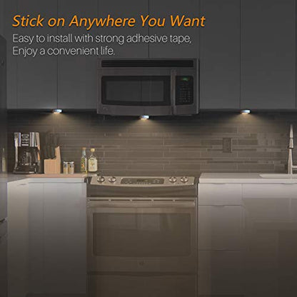 STAR-SPANGLED Push Tap Light, 2.8” Mini Night Touch LED Puck Lamp, Portable Under Cabinet Lighting AAA Battery Operated Powered, DIY Stick On Lights for Closet, Counter, Kitchen, Warm White, 5 Pack - color: Warm White