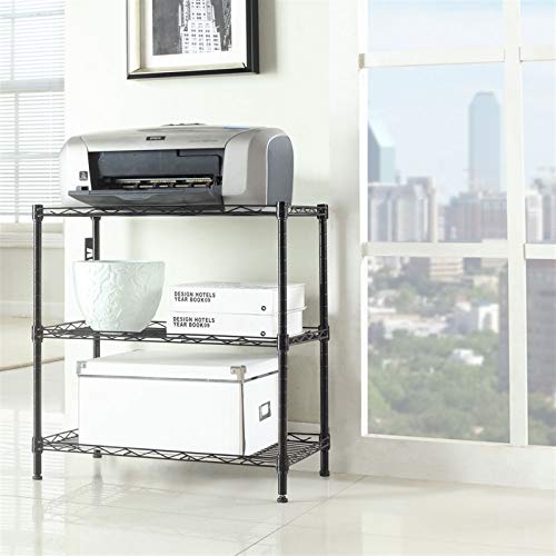 Metal Storage Shelf, Garage Storage Organization Wire Rack, Adjustable 3 Tier Wire Shelf, Modern Style, Space Saving Design for Home Office, Living Room, Bedroom, 23" W x 14" D x 32" H, Black - color: Black, size: 3-tier 23.22"W x 13.39"D x 31.5"H