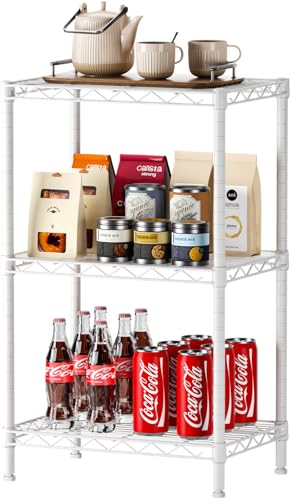 SINGAYE Small Shelves Kitchen Storage Shelf Wire Shelving Metal Adjustable | 3 Tier Shelf Organizers Storage Shelving Unit for Office Pantry Laundry Bathroom Closet Home 11.6" D X 17.6" W X 30" H White - color: White, size: 3 Tier 11.6"Dx17.6"Wx30"H