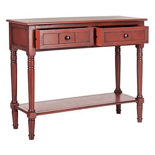 SAFAVIEH Furniture - Samantha 2-Drawer Console Table - Red - Solid Wood - Classic Storage Design - Ideal for Entryway, Living Room, Hallway, 35.8"W x 13.8"D x 29.5"H (AMH5710E) - color: Red
