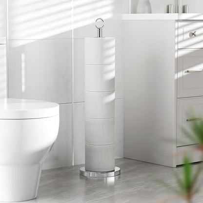 Toilet Paper Holder Stand(with Reserve Function), Free-Standing Spare Rolls Storage Holder, Stainless Steel, Chrome - color: Chrome