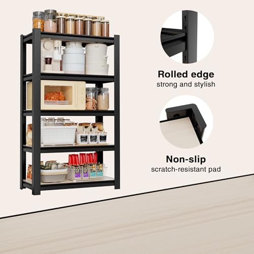 WORKPRO 5-Tier Black Shelving with Board, 24.1”Wx16.2”Dx60”H, 3000LBS Load | Boltless, Adjustable,Waterproof Board, 3000lbs Heavy Duty - color: Black, size: 24-1/10”W x 16-1/5”D x 60”H