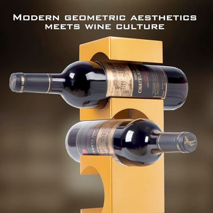 Wine Rack Countertop, Freestanding Creativity Modern Small Wine Holder, Tabletop Wine Stand for Kitchen Wine Bar Inside Cabinet, Pantry Decor-4 Bottle