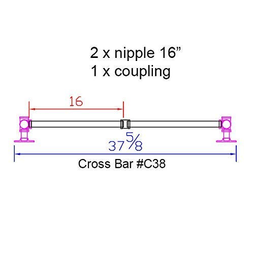 Rusty Design H28, BKH1728C38 Pipe Legs KIT with Cross Bar for Writing Desk, Computer Table, H-Shape, L38 x W17 x H28, Pack Suitable for 1 Table