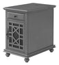 Martin Svensson Home Elegant Chairside End Table with Power — 24″W x 16″D x 25″H, Gray — Transitional Painted Accent Table with Flip-Top USB Charging, Drawer & Cabinet Storage - color: Grey