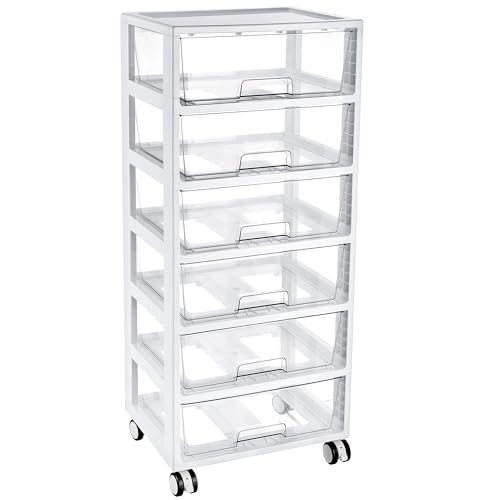 Vtopmart 6-Tier Rolling Cart with Deep Drawers, Clear Plastic Storage Organizer for Art & Craft Supplies, Toy, Office, Classroom, Bedroom, Bathroom - style: 6 Tier 6 Drawers