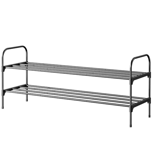 Kitsure Shoe Rack - 3-Tier Space-Saving Shoe Organizer & Shoe Shelf with Handle, Easy Assembly, Sturdy Metal Shoe Rack for Closet, Entryway, Bedroom, 28.0" x 11.8" x 18.9", Black - color: Black, size: 28.0" x 11.8" x 18.9"