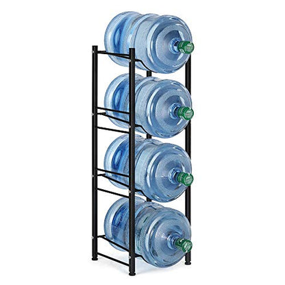 OYEAL 4-Tier Water Bottle Holder Cooler Jug Rack Organizer, 5 Gallon Water Bottle Storage Rack Detachable Water Dispenser Stand Stainless Steel Water Jug Stand for Kitchen Drawing Room, Black - color: 4-Tier Black