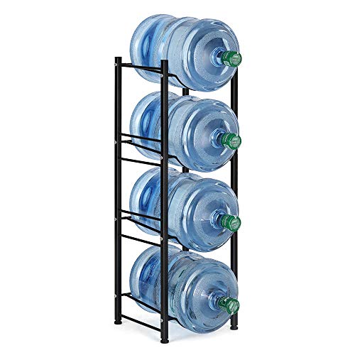 OYEAL 4-Tier Water Bottle Holder Cooler Jug Rack Organizer, 5 Gallon Water Bottle Storage Rack Detachable Water Dispenser Stand Stainless Steel Water Jug Stand for Kitchen Drawing Room, Black - color: 4-Tier Black