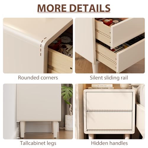 White Nightstand Solid Wood Nightstand,Small Night Stand with Drawers Wood Night Stand,Small Bedside Tables for Bedroom,Living Room,Office,White Bedside Table - color: White, style: 2 drawers