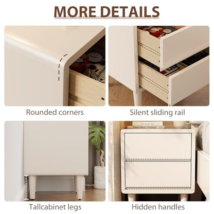 White Nightstand Solid Wood Nightstand,Small Night Stand with Drawers Wood Night Stand,Small Bedside Tables for Bedroom,Living Room,Office,White Bedside Table - color: White, style: 2 drawers