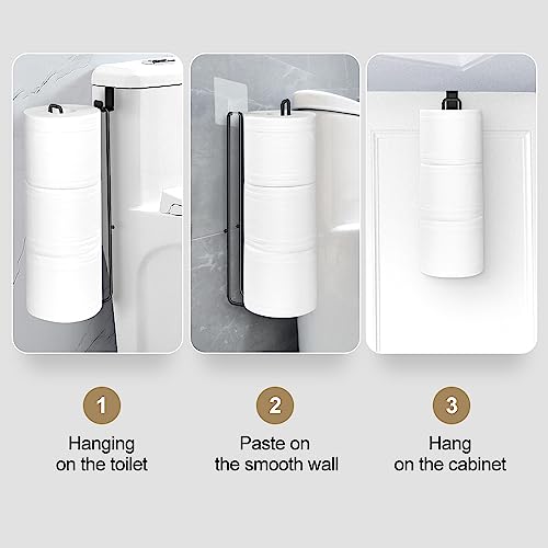 Black Bathroom Toilet Paper Roll Holder for 3 Rolls Tissue, Brushed Nickel, Over The Tank, Self-Adhesive Wall Mount, Stainless Steel (2Pcs) - color: F:hold 3 Rolls Tissue(2pcs,black)