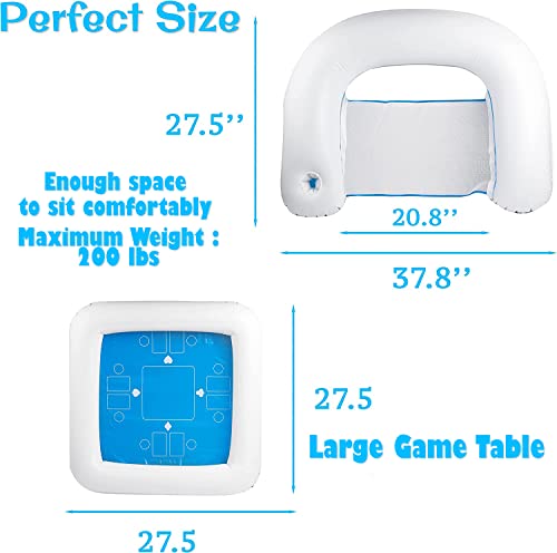 Zento Table for Pool Inflatable Game Station Set with Waterproof Playing Cards Poker Game Deck and Chairs - Card Table with Inflatable Seats for Fun in The Water by The Beach Pool - size: 1