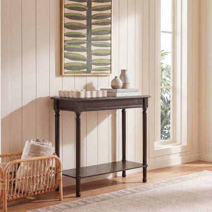 SAFAVIEH Furniture - Tinsley Rectangle Console Table - Dark Chocolate - Solid Wood - Farmhouse Turned-Leg Design - Ideal for Entryway, Living Room, Hallway, 28" W x 11.75" D x 28" H (CNS5724D) - color: Dark Chocolate