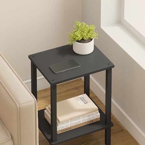 TUTOTAK End Table, Set of 2, Side Table, Nightstand, 2-Tier Storage Shelf, Sofa Table for Small Space, Living Room, Bed Room TB01BK035 - color: Black