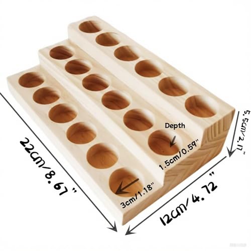 2 Pack Solid Wood Essential Oil Organizer 3-Tier Display Stand Holder Essential Oils Racks Tabletop Storage Rack for 5-20ml Bottles Perfumes and Nail Polish Compact Shelf - style: 3 Layers