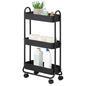 SunnyPoint Slim Rolling Storage Cart, 3 Tier Bathroom Storage Organizer Bathroom, Laundry Utility Cart (Black) - color: Black
