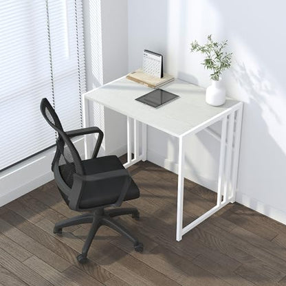 Lutown-Teen Small Folding Desk 32 inch, No Assembly Required Small Office Desk, Writing Gaming Computer Camping Desk, White - color: White, size: 32 Inch