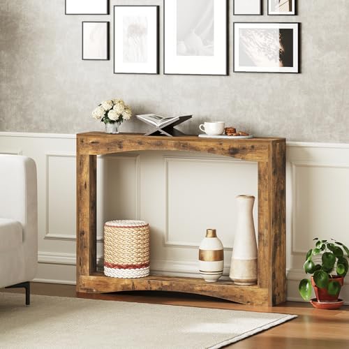 Narrow Console Table, 5.9'' Thin Entryway Table, Behind Couch Table for Small Spaces, Small Farmhouse Hallway Table, for Living Room, Hallway, Foyer, Rustic Brown CT19RR - color: Rustic Brown