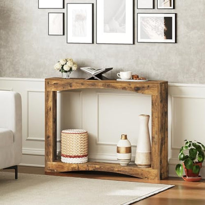 Narrow Console Table, 5.9'' Thin Entryway Table, Behind Couch Table for Small Spaces, Small Farmhouse Hallway Table, for Living Room, Hallway, Foyer, Rustic Brown CT19RR - color: Rustic Brown