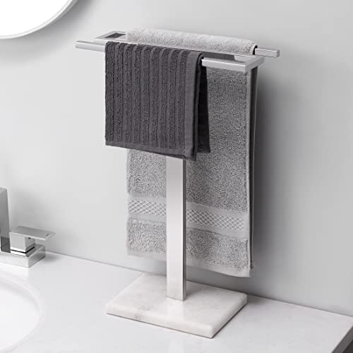 KES Hand Towel Rack Stand, Countertop Towel Rack Free Standing S-Shape Hand Towel Holder with Marble Base for Bathroom SUS304 Stainless Steel Polished Finished, BTH223 - color: Polished Finished