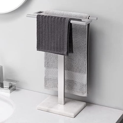 KES Hand Towel Rack Stand, Countertop Towel Rack Free Standing S-Shape Hand Towel Holder with Marble Base for Bathroom SUS304 Stainless Steel Polished Finished, BTH223 - color: Polished Finished