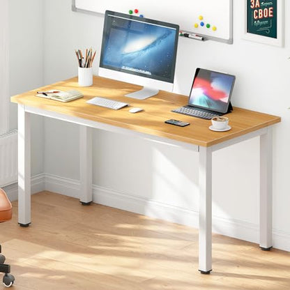 Need Office Computer Desk - 47 Inches Modern Simple Heavy Duty Working Study Table,Modern Simple Style PC Writing Table,Home Office Writing Small Desk Perfect for Training/Card/Meeting Teak&White - color: Teak & White Frame