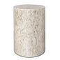 PEMAR Mother of Pearl Cylinder Drum End Table Nacre Side Stool Round Accent Table Coffee Bedside Nightstand and Vanity Stool 13" Diameter x 19.3" High Pearl White & Cream - color: Pearl White
