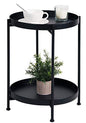 Tiita Round End Table Mental 2-Tier Side Table Nightstand/Small Iron Tables Accent Coffee Table for Living Room Bedroom Office Small Space - color: Teatable-black