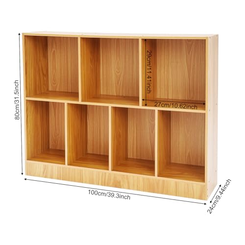 2 Tier Cube Shelf Storage Organizer Shelf,Open Wooden Bookcase with Base, Display Rack Freestanding Horizontal Bookshelves for Bedroom, Living Room, Home Office (39.3 * 9.44 * 31.5 in)