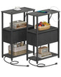 TUTOTAK Small Narrow End Table with Charging Station, Set of 2, Side Table with Outlets, Nightstand with Cloth Drawer, Couch Table, for Living Room, Bedroom, Bedside, Charcoal Grey TB01BY058 - color: Charcoal Grey, style: 1 Drawer & Plug