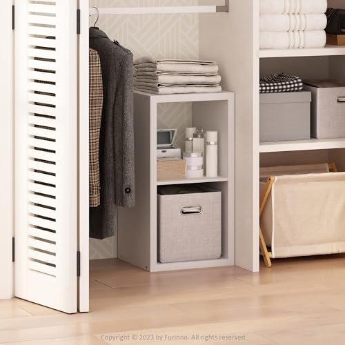 Furinno Cubic Extra Thick 2-Cube Closet Organizers and Storage, White | 14.6 x 16 x 30 in, Open Shelf Closet Storage, Closet Organizer, for Wardrobe, Bedroom, Living Room - color: White, size: 2-Cube