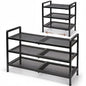 Varhomax Expandable Shoe Rack for Closet and Entryway 3-Tier | Adjustable Shoe Organizer, Sturdy Black Metal Storage Shelf for Apartment, Dorm, Small Spaces