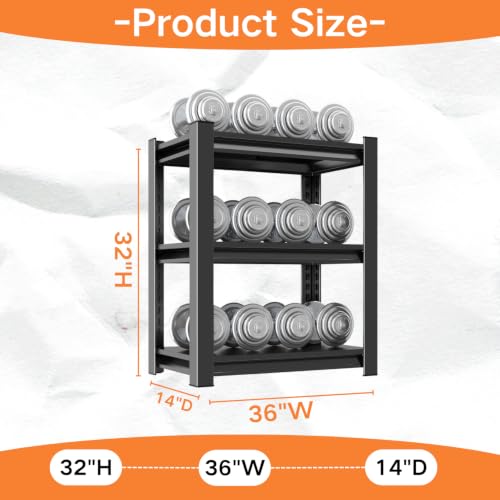 32"H x36"W Bakers Rack, 3-Tier Adjustable Kitchen Storage Rack, Highly Stable Metal Microwave Stand with Storage, 400lbs Per Tier Corner Display Shelf, Suitable for Kitchen Pantry Dinning Room, Black - size: 3T-32"H*36"W*12"D