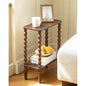 Fultyle Small Narrow End Table, Narrow Side Table Living Room with Storage, 2-Tier Wood Accent Table Slim Nightstand for Small Spaces, Office, Bedroom (Rustic Brown) - color: Rustic Brown