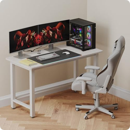 51'' Home Office Desk Modern Computer Desk 51.2X 23.6x29.5 inches PC Table with Thicken Frame Industrial Style Sturdy Metal Frame Furniture for Writing Gaming Grey Oak+White - color: Grey Oak, size: 51