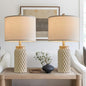 USumkky 20.5" Ceramic Table Lamps Set of 2 - Modern Farmhouse & Boho Style, Bedside Nightstand Lamps for Bedroom, Living Room End Table Lamps, Small Desk Lamp(Cream) - color: 20.5" Beige-2 Pack