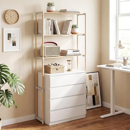 COSTWAY 3-Tier Over The Toilet Rack, Solid Wood Vertical Organizer with Slatted Shelves, Freestanding Space-Saving Toilet Storage Rack for Bathroom, Laundry Room