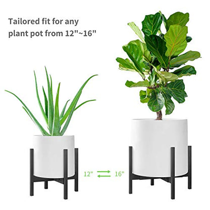 FaithLand Plant Stand, Adjustable Size Fits 12 13 14 15 16 Inches Large Plant Pot, Metal Planter Stand, Mid Century Expandable Plant Holder Indoor Outdoor, Adjustable Width: 12”-16.1” - Easy Assembly - size: Fits all pots between 12" and 16"